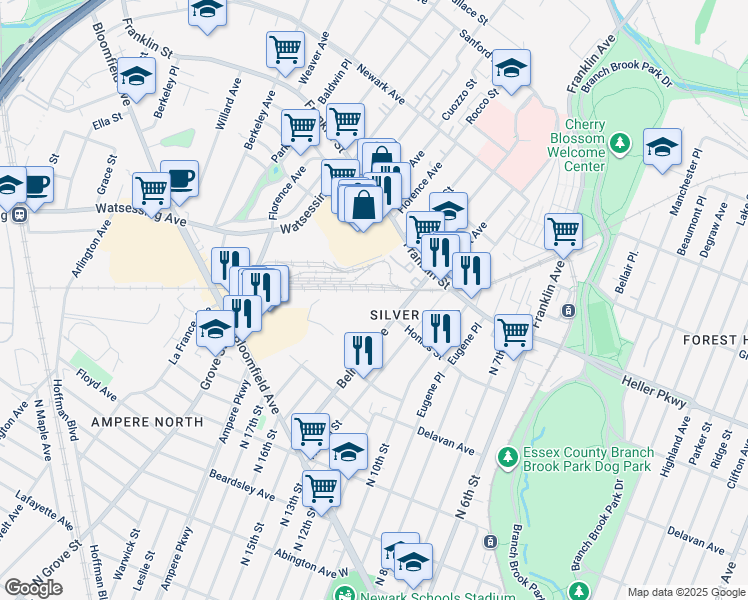 map of restaurants, bars, coffee shops, grocery stores, and more near 81-179 Belmont Avenue in Belleville