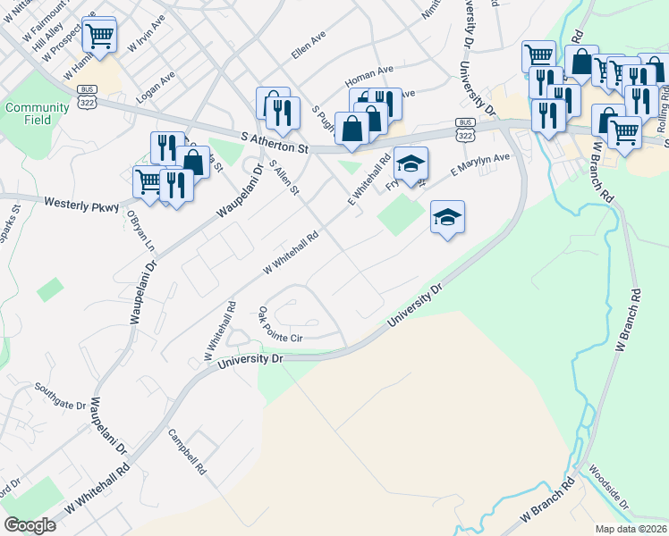 map of restaurants, bars, coffee shops, grocery stores, and more near 101-199 West Marylyn Avenue in State College