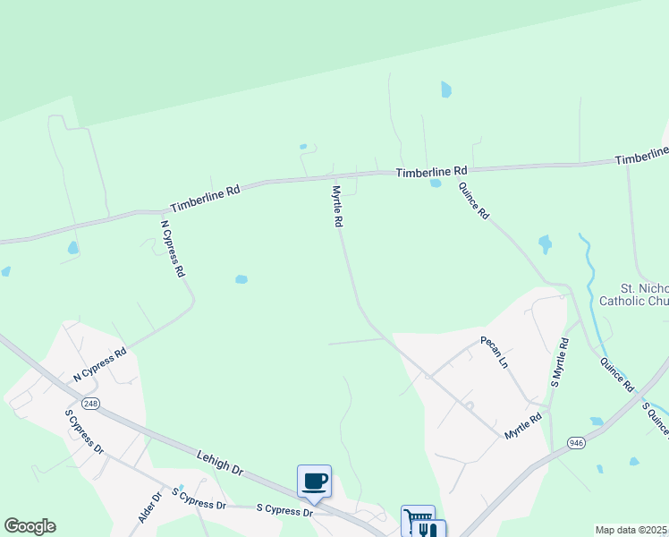 map of restaurants, bars, coffee shops, grocery stores, and more near 1217 Myrtle Road in Walnutport