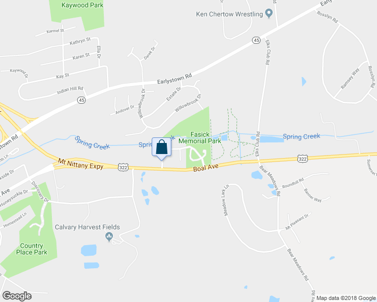 map of restaurants, bars, coffee shops, grocery stores, and more near 715 Jack's Mill Drive in Boalsburg