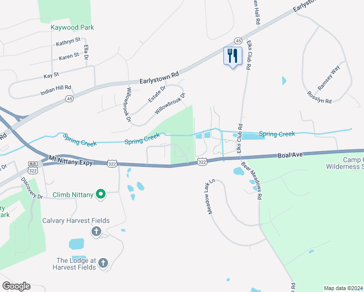 map of restaurants, bars, coffee shops, grocery stores, and more near 811 Jack's Mill Drive in Boalsburg