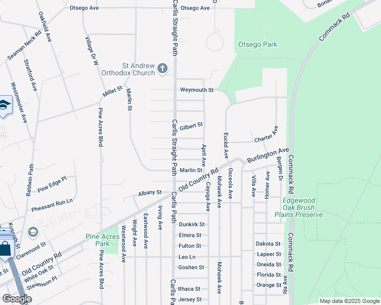 map of restaurants, bars, coffee shops, grocery stores, and more near 345 Everard Street in Dix Hills