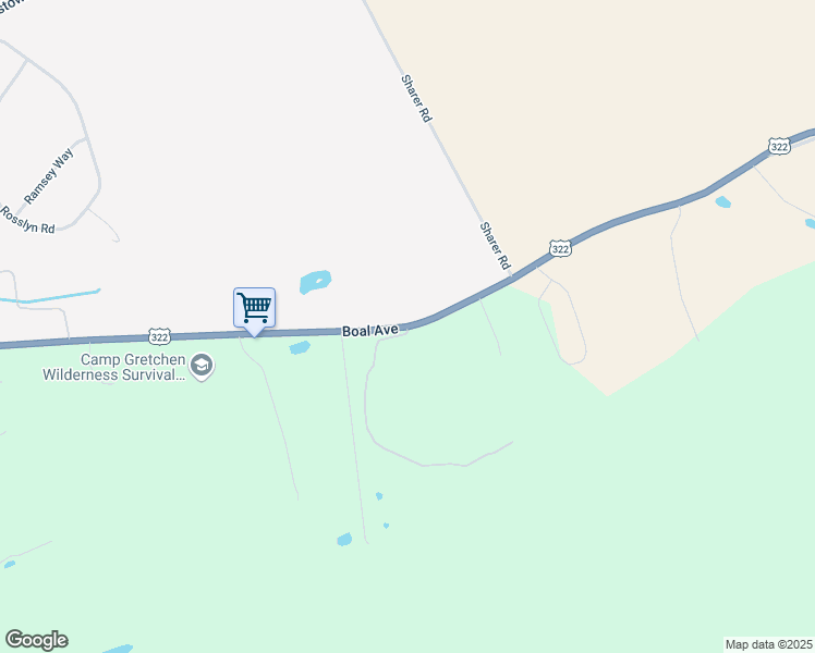 map of restaurants, bars, coffee shops, grocery stores, and more near Three Springs Ln & Boal Ave in Boalsburg