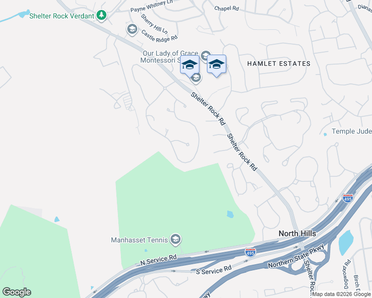 map of restaurants, bars, coffee shops, grocery stores, and more near 61 Charney Court in Manhasset
