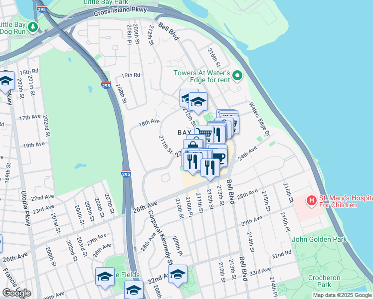 map of restaurants, bars, coffee shops, grocery stores, and more near 36 23rd Avenue in Queens