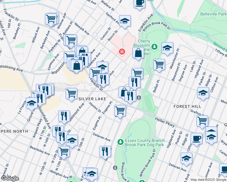map of restaurants, bars, coffee shops, grocery stores, and more near 18 North 9th Street in Belleville