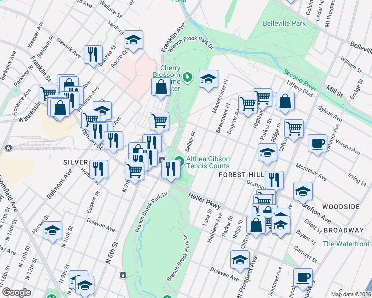 map of restaurants, bars, coffee shops, grocery stores, and more near 347 Grafton Avenue in Newark