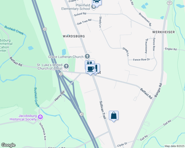 map of restaurants, bars, coffee shops, grocery stores, and more near in Belfast