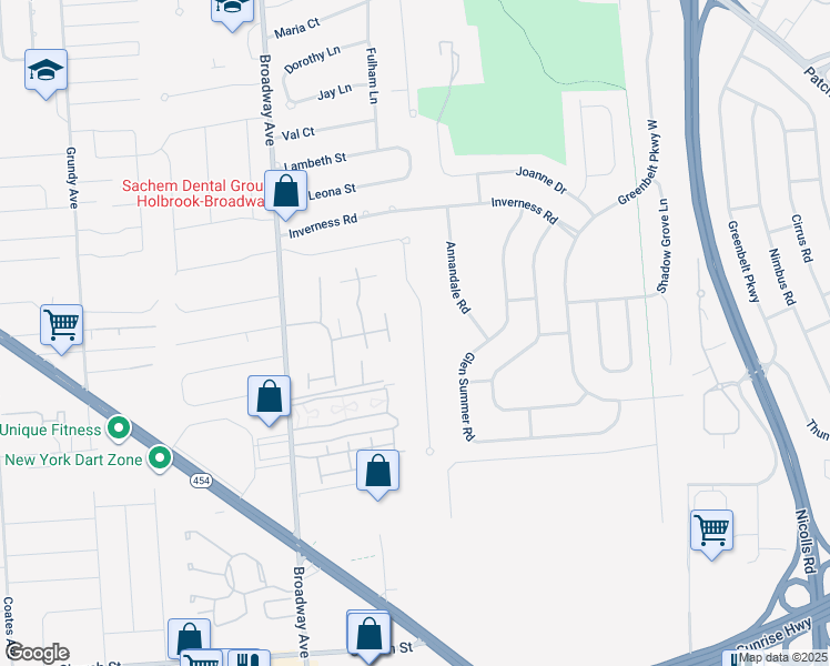 map of restaurants, bars, coffee shops, grocery stores, and more near 128 Bishop Lane in Holbrook