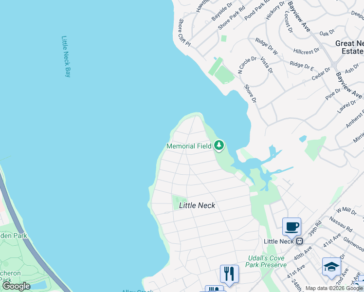 map of restaurants, bars, coffee shops, grocery stores, and more near 22 Kenmore Road in Queens