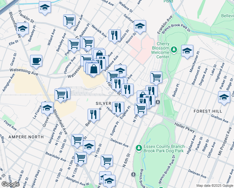 map of restaurants, bars, coffee shops, grocery stores, and more near in Belleville