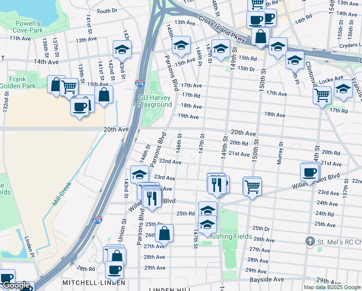 map of restaurants, bars, coffee shops, grocery stores, and more near 3 21st Avenue in Queens