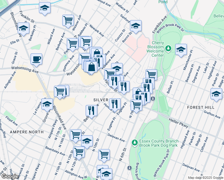 map of restaurants, bars, coffee shops, grocery stores, and more near in Belleville
