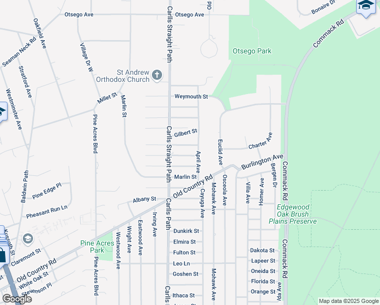 map of restaurants, bars, coffee shops, grocery stores, and more near 345 Everard Street in Dix Hills