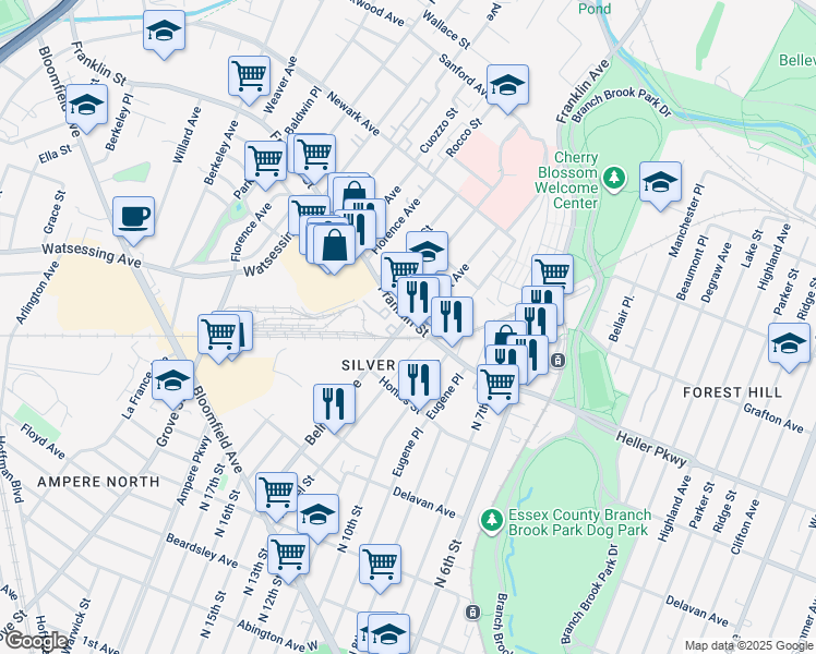 map of restaurants, bars, coffee shops, grocery stores, and more near in Belleville
