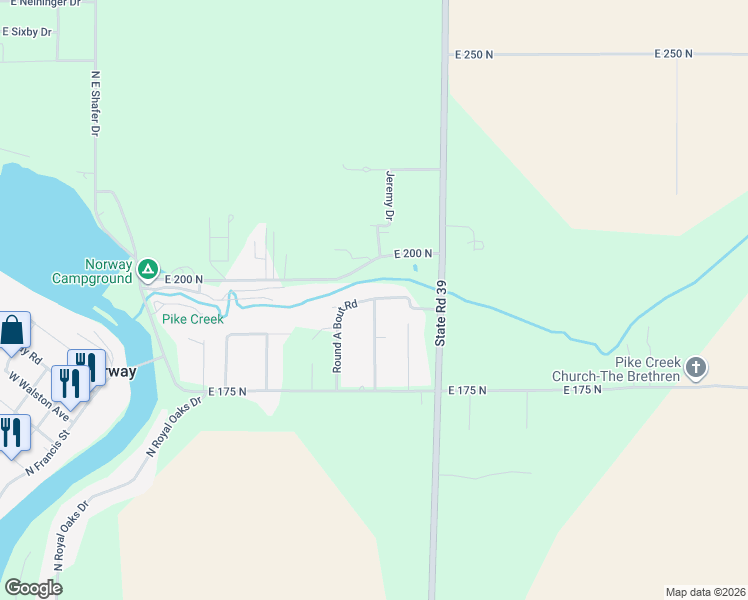 map of restaurants, bars, coffee shops, grocery stores, and more near 1301 North Stuart Road in Monticello