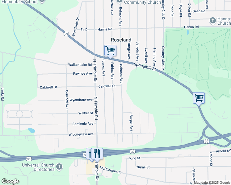 map of restaurants, bars, coffee shops, grocery stores, and more near 773 Fairfax Avenue in Mansfield