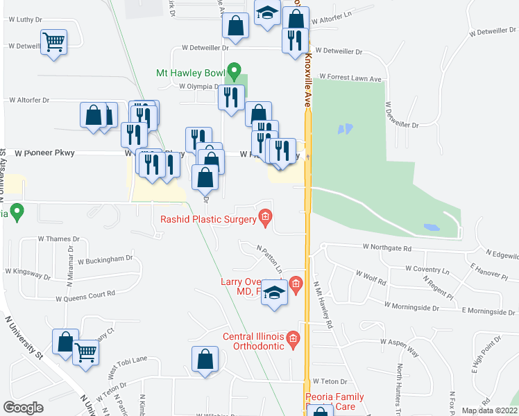 map of restaurants, bars, coffee shops, grocery stores, and more near 850 West Trailcreek Drive in Peoria
