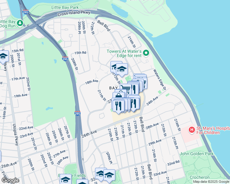 map of restaurants, bars, coffee shops, grocery stores, and more near 36 23rd Avenue in Queens