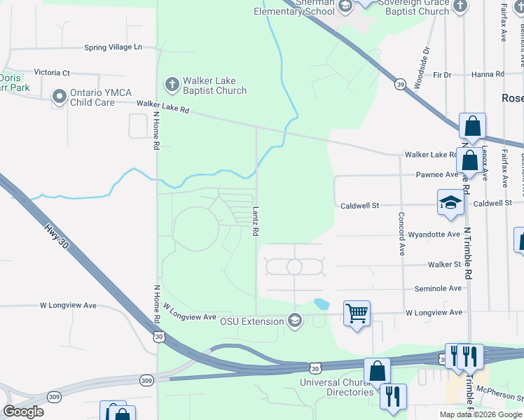 map of restaurants, bars, coffee shops, grocery stores, and more near 324-364 Lantz Road in Mansfield