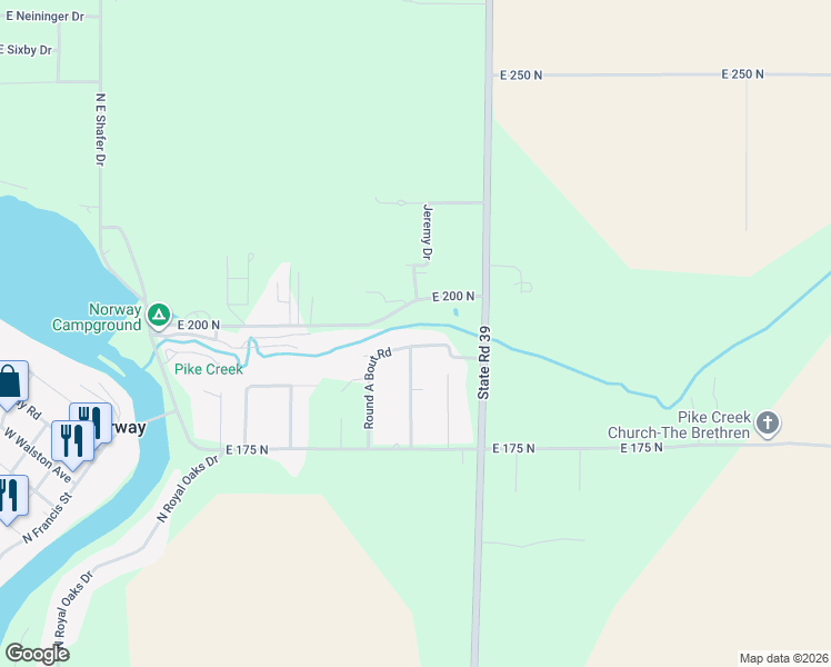 map of restaurants, bars, coffee shops, grocery stores, and more near 1301-2099 North Stuart Road in Monticello