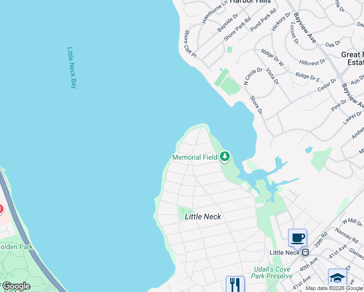 map of restaurants, bars, coffee shops, grocery stores, and more near 22 Kenmore Road in Queens