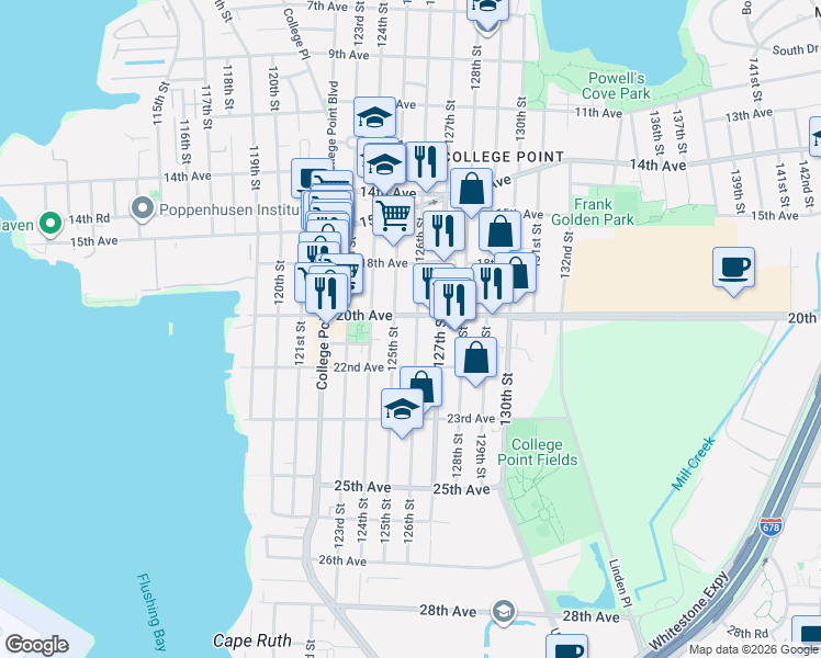 map of restaurants, bars, coffee shops, grocery stores, and more near in Queens