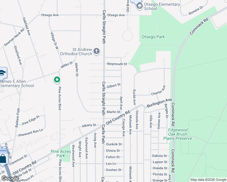 map of restaurants, bars, coffee shops, grocery stores, and more near 33 April Avenue in Dix Hills
