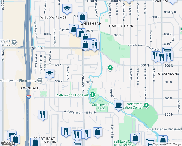 map of restaurants, bars, coffee shops, grocery stores, and more near 558 North Redwood Road in Salt Lake City
