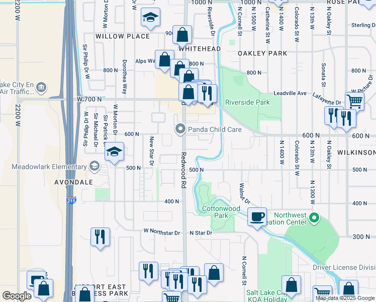 map of restaurants, bars, coffee shops, grocery stores, and more near 558 North Redwood Road in Salt Lake City