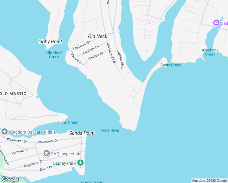 map of restaurants, bars, coffee shops, grocery stores, and more near 32 Old Neck Road South in Center Moriches