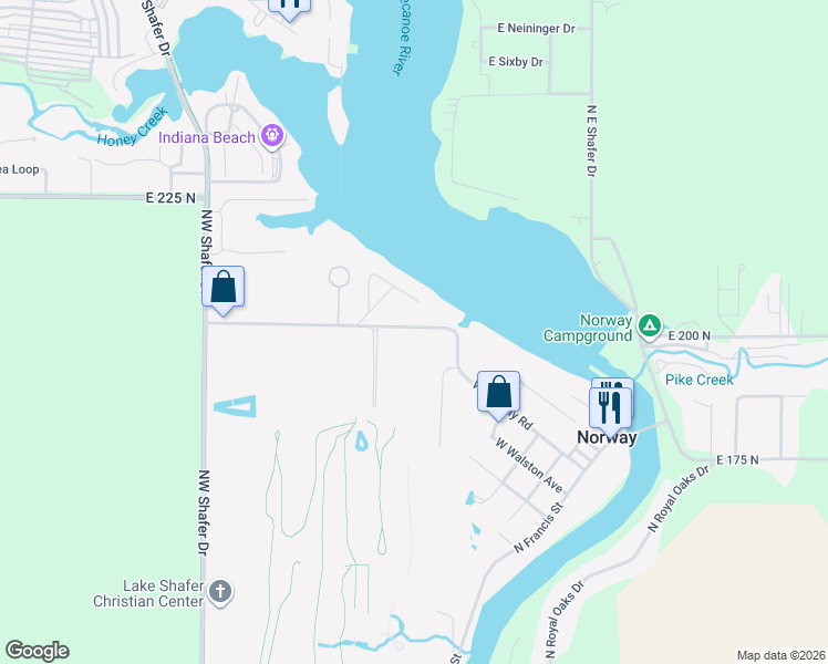 map of restaurants, bars, coffee shops, grocery stores, and more near 5403 West Norway Road in Monticello