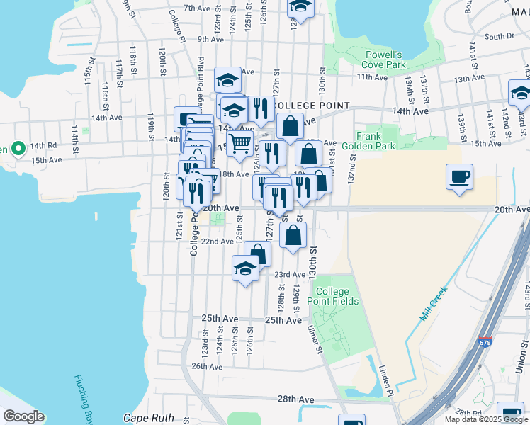 map of restaurants, bars, coffee shops, grocery stores, and more near in Queens