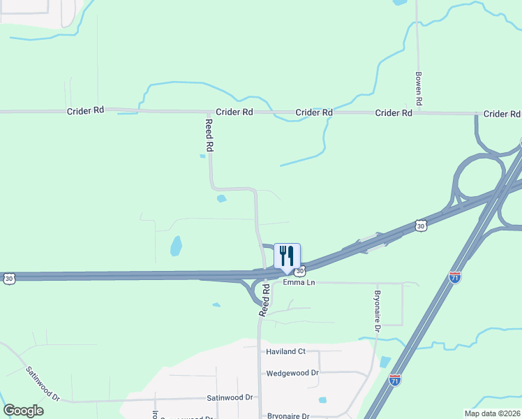 map of restaurants, bars, coffee shops, grocery stores, and more near 980 Reed Road in Mansfield