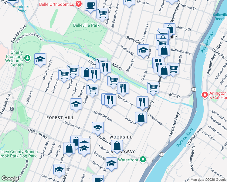 map of restaurants, bars, coffee shops, grocery stores, and more near 856-858 Summer Avenue in Newark