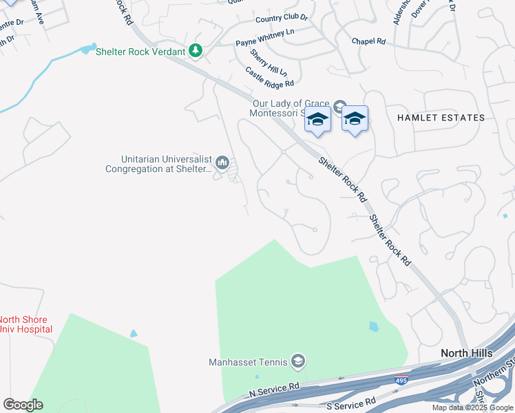 map of restaurants, bars, coffee shops, grocery stores, and more near 30 Stonehill Drive South in Manhasset