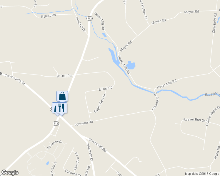 map of restaurants, bars, coffee shops, grocery stores, and more near 653 East Dell Road in Bath