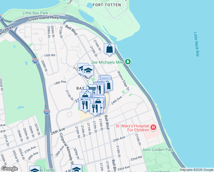 map of restaurants, bars, coffee shops, grocery stores, and more near in Queens