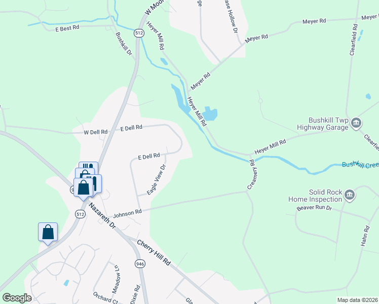 map of restaurants, bars, coffee shops, grocery stores, and more near 230 East Dell Road in Bath
