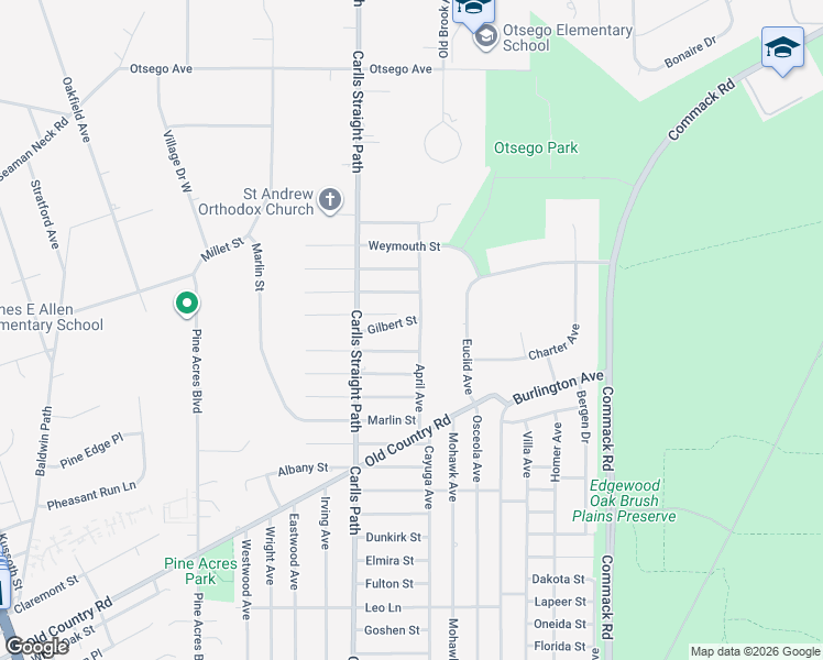 map of restaurants, bars, coffee shops, grocery stores, and more near 33 April Avenue in Dix Hills