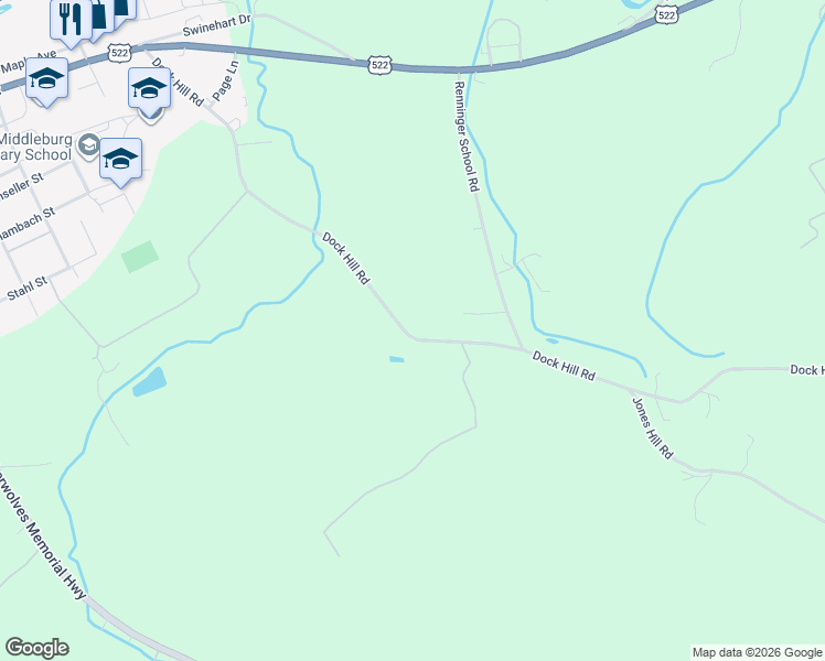 map of restaurants, bars, coffee shops, grocery stores, and more near 147 Dock Hill Road in Middleburg