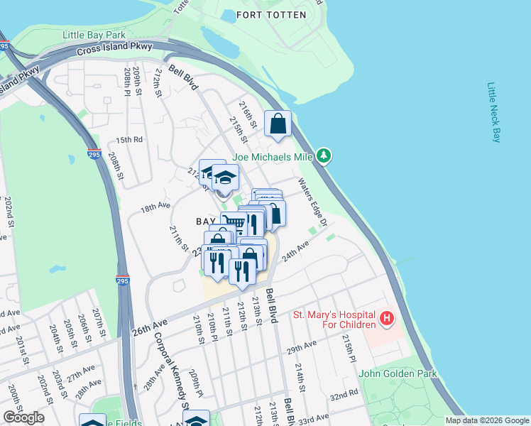 map of restaurants, bars, coffee shops, grocery stores, and more near in Queens