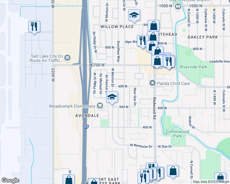 map of restaurants, bars, coffee shops, grocery stores, and more near 574 Morton Drive in Salt Lake City