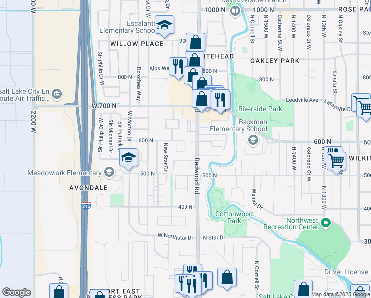 map of restaurants, bars, coffee shops, grocery stores, and more near 564 Sri Anthony Circle West in Salt Lake City