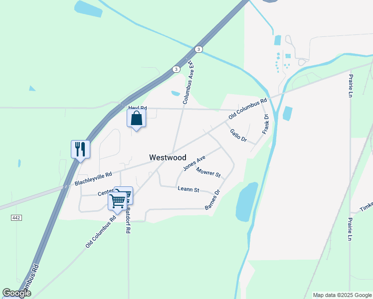 map of restaurants, bars, coffee shops, grocery stores, and more near 1364 Old Columbus Road in Wooster