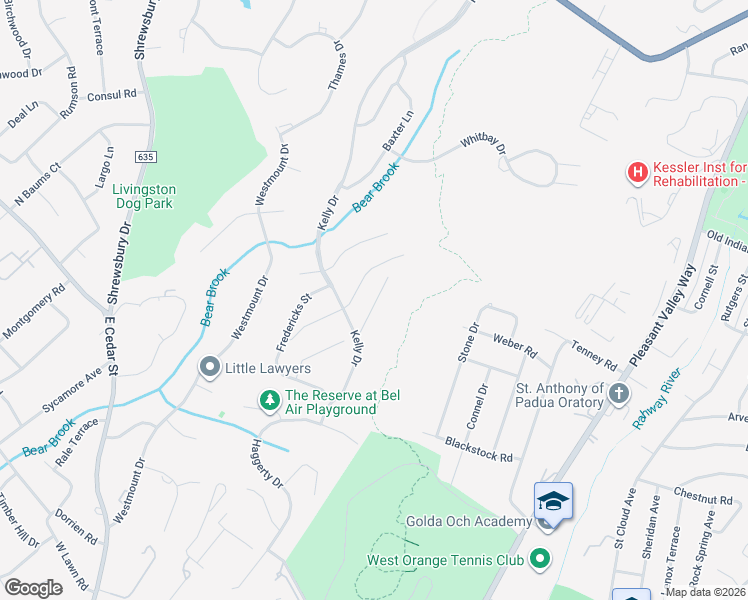 map of restaurants, bars, coffee shops, grocery stores, and more near 20 Kovach Court in West Orange