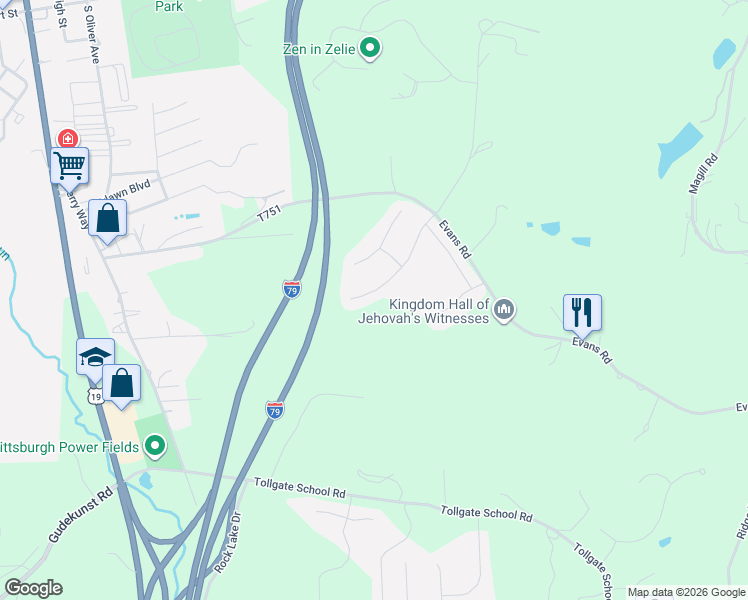 map of restaurants, bars, coffee shops, grocery stores, and more near 508 Prada Place in Zelienople