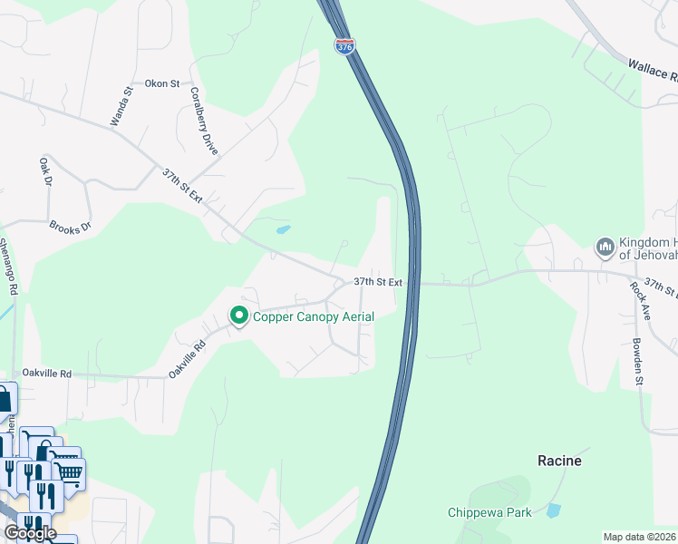 map of restaurants, bars, coffee shops, grocery stores, and more near 3270 37th Street Extension in Beaver Falls