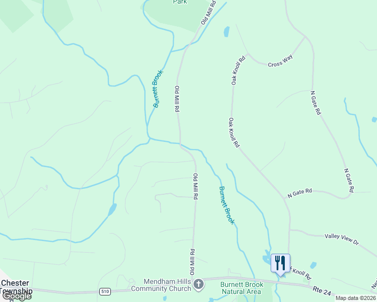 map of restaurants, bars, coffee shops, grocery stores, and more near 42 Old Mill Road in Chester