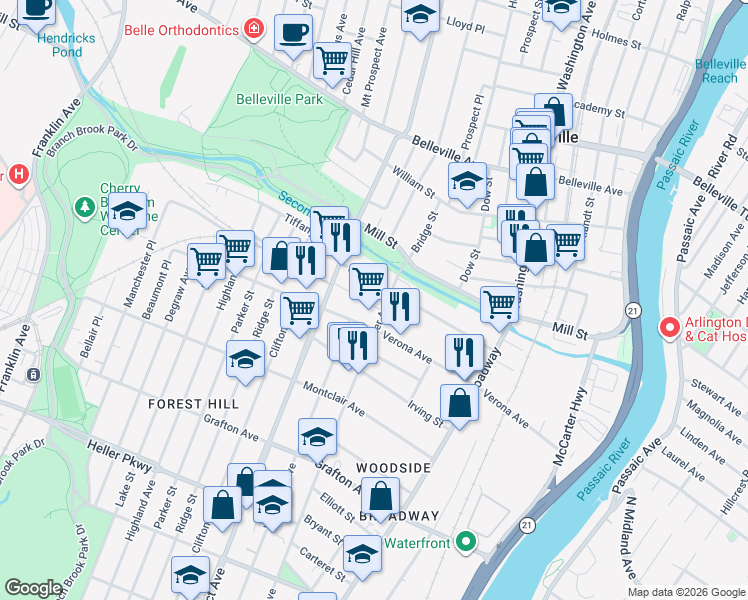 map of restaurants, bars, coffee shops, grocery stores, and more near 856-858 Summer Avenue in Newark